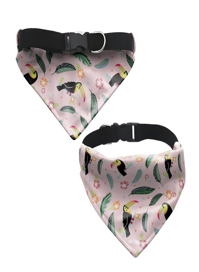 دبليو وشاح طوق للكلاب بتصميم طائر الطوقان الوردي مع طوق قابل للتعديل | هذا الوشاح الجميل ذو التصميم الرائع هو إكسسوار مثالي لتصفيف الكلاب (مقاس متوسط) - Image 4